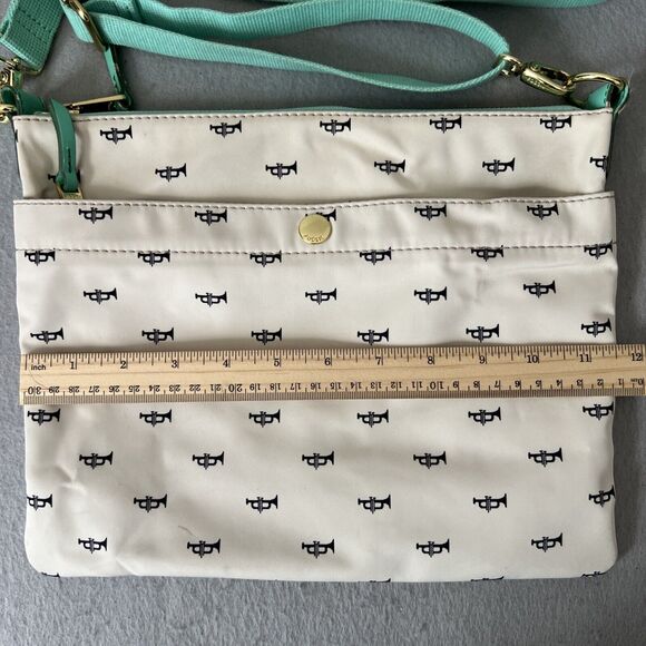 Fossil Key Per Crossbody Purse Novelty Trumpet Print Nylon Top Zip Pockets Music - Picture 4 of 13
